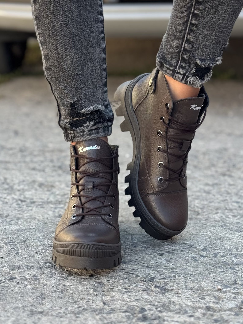 Skórzane TRAPERKI KAZADII MELITON CHOCO LEATHER - obrazek 6