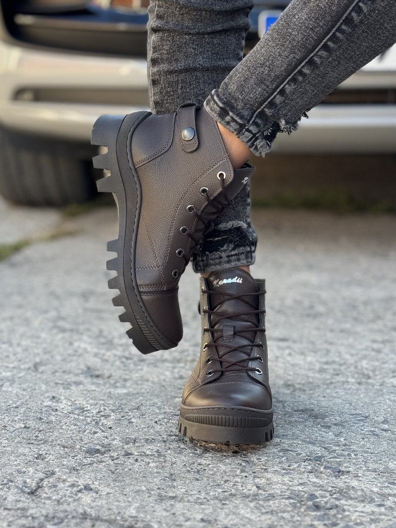 Skórzane TRAPERKI KAZADII MELITON CHOCO LEATHER - obrazek 3