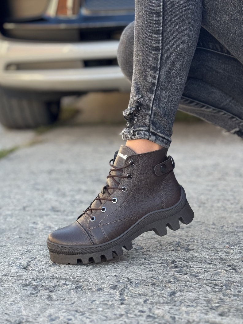 Skórzane TRAPERKI KAZADII MELITON CHOCO LEATHER - obrazek 8