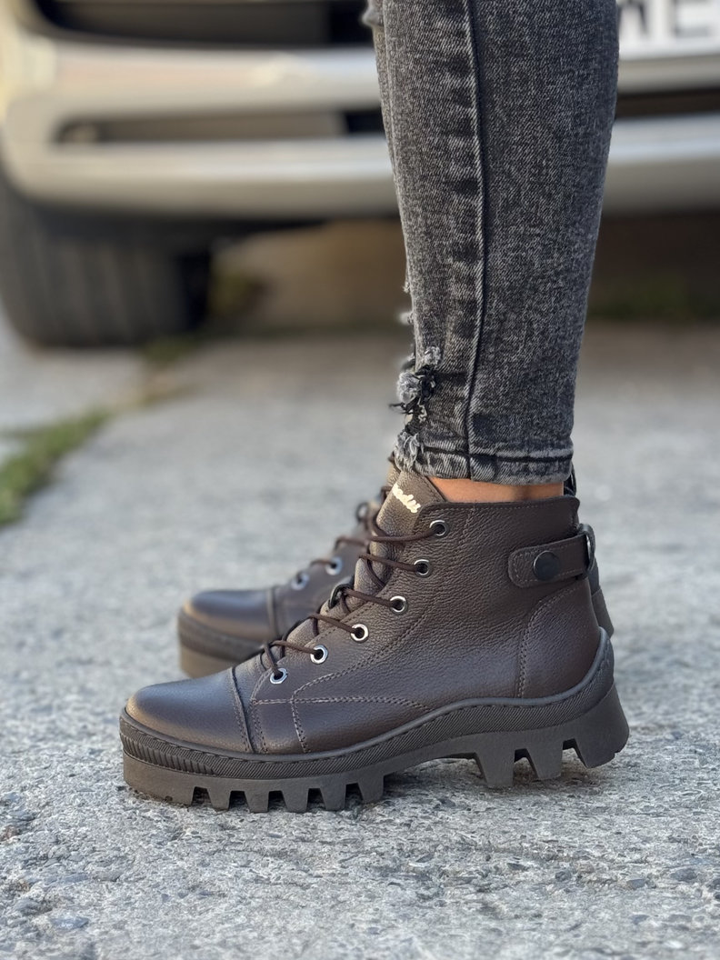 Skórzane TRAPERKI KAZADII MELITON CHOCO LEATHER - obrazek 7