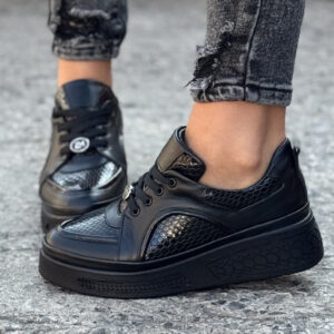 Sneakersy AURENE BLACK skóra naturalna