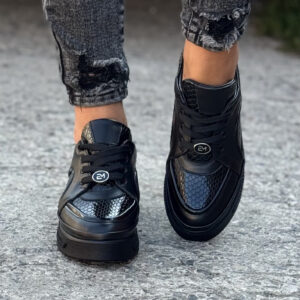 Sneakersy AURENE BLACK skóra naturalna