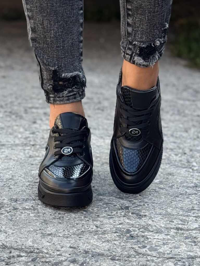 Sneakersy AURENE BLACK skóra naturalna - obrazek 3