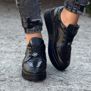Sneakersy AURENE BLACK skóra naturalna
