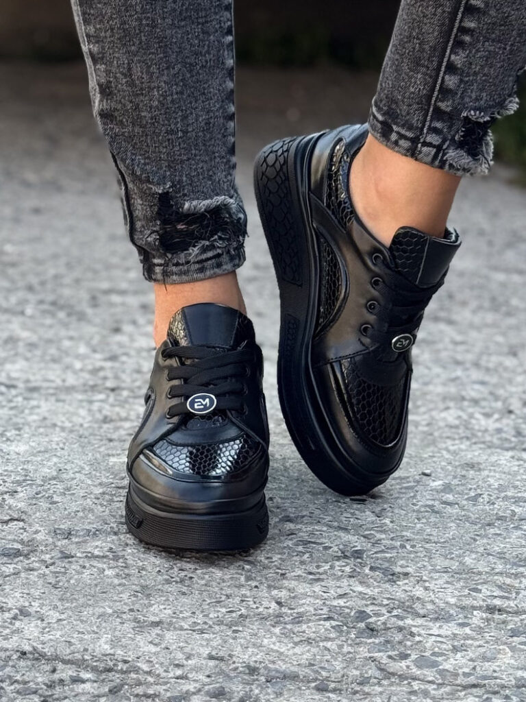 Sneakersy AURENE BLACK skóra naturalna - obrazek 4