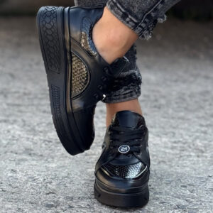 Sneakersy AURENE BLACK skóra naturalna