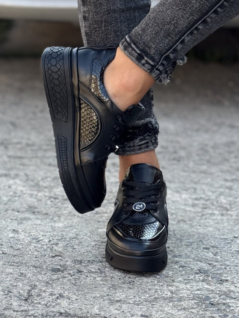 Sneakersy AURENE BLACK skóra naturalna - obrazek 6