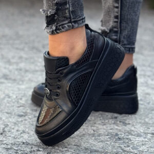 Sneakersy AURENE BLACK skóra naturalna