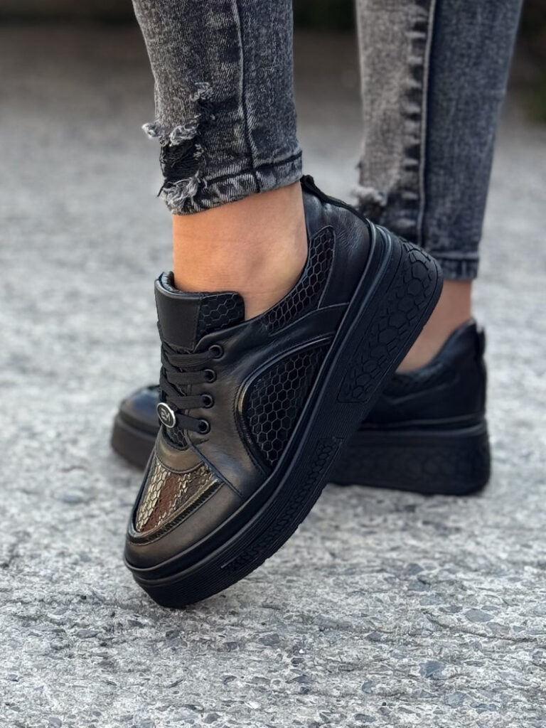 Sneakersy AURENE BLACK skóra naturalna - obrazek 7