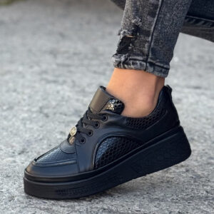 Sneakersy AURENE BLACK skóra naturalna