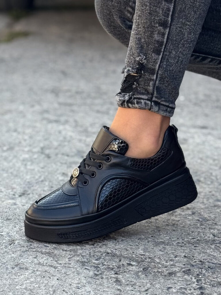 Sneakersy AURENE BLACK skóra naturalna - obrazek 5