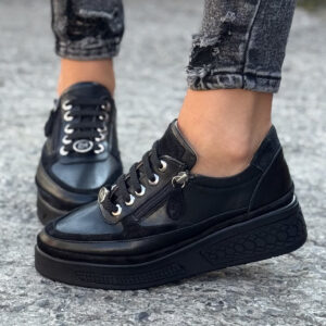 Sneakersy VIREL ZIP BLACK skóra naturalna