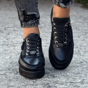 Sneakersy VIREL ZIP BLACK skóra naturalna