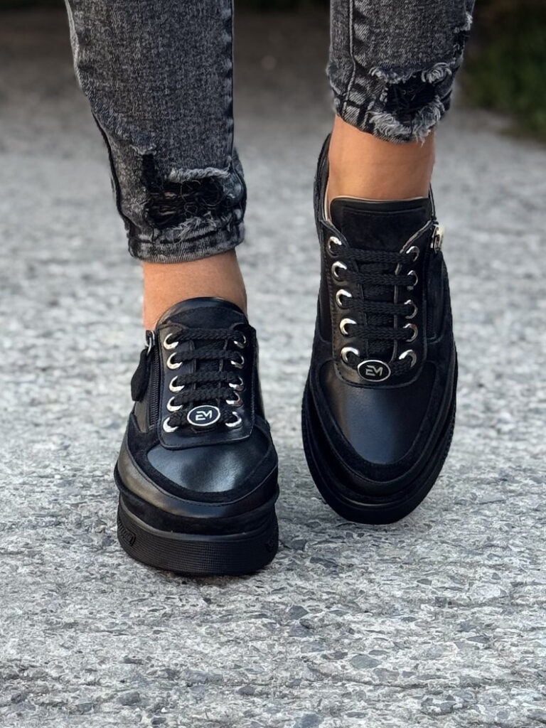 Sneakersy VIREL ZIP BLACK skóra naturalna - obrazek 3