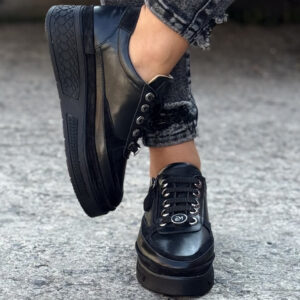 Sneakersy VIREL ZIP BLACK skóra naturalna