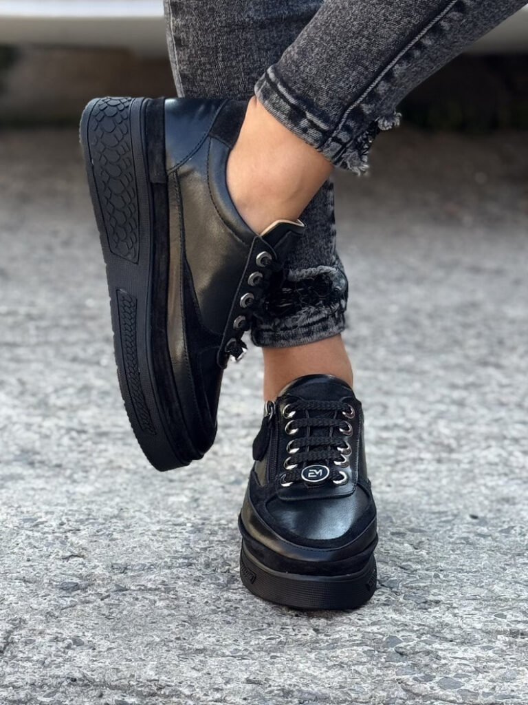 Sneakersy VIREL ZIP BLACK skóra naturalna - obrazek 6