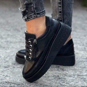 Sneakersy VIREL ZIP BLACK skóra naturalna