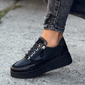 Sneakersy VIREL ZIP BLACK skóra naturalna
