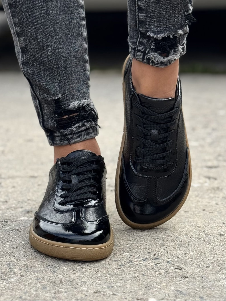 Trampki BAREFOOT KAZADII URBAN czarny groch lakier SKÓRA NATURALNA - obrazek 3