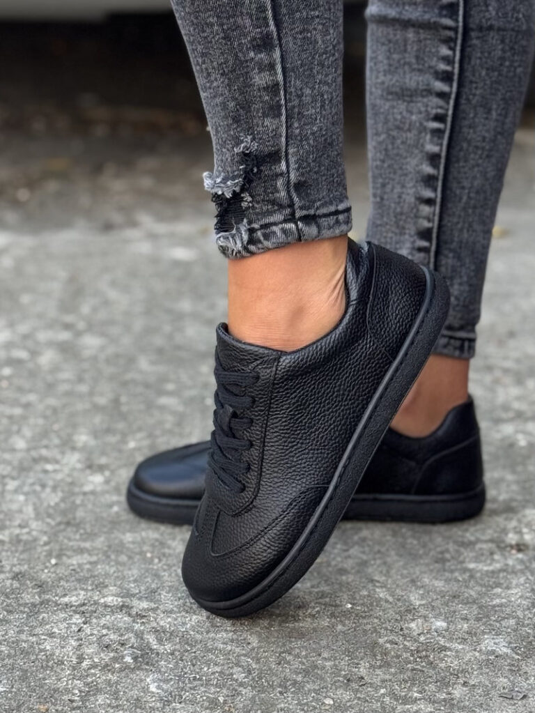 Trampki BAREFOOT KAZADII URBAN ALL BLACK SKÓRA NATURALNA - obrazek 3