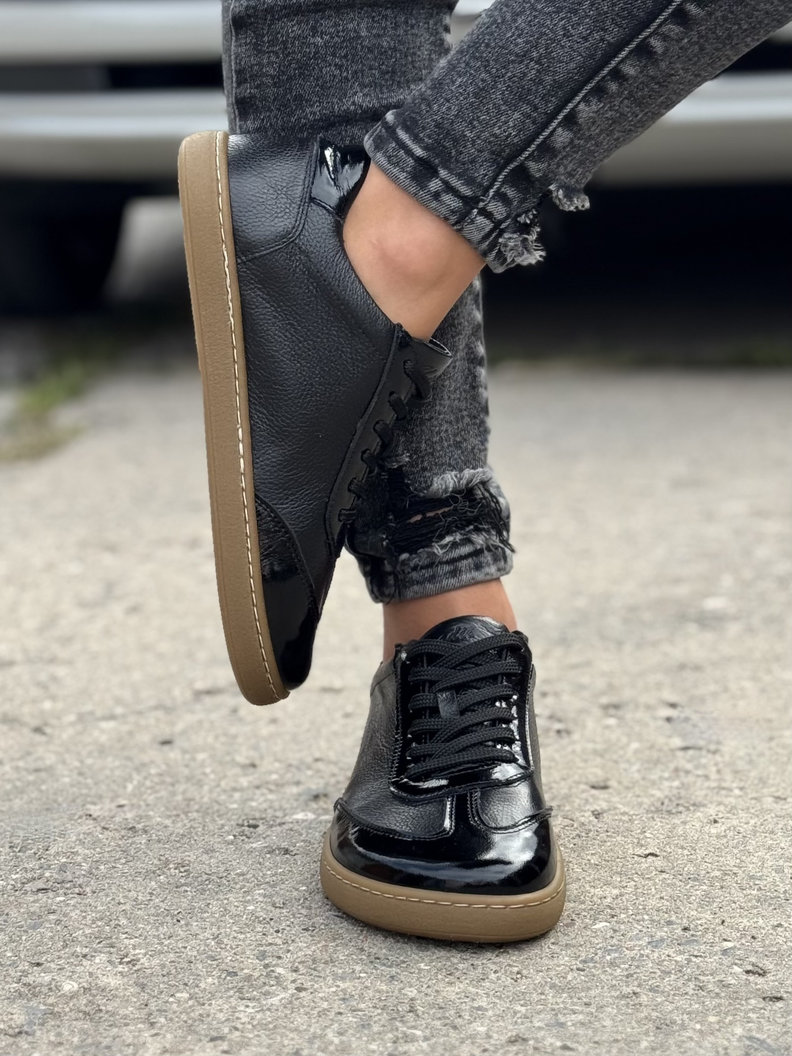 Trampki BAREFOOT KAZADII URBAN czarny groch lakier SKÓRA NATURALNA - obrazek 6