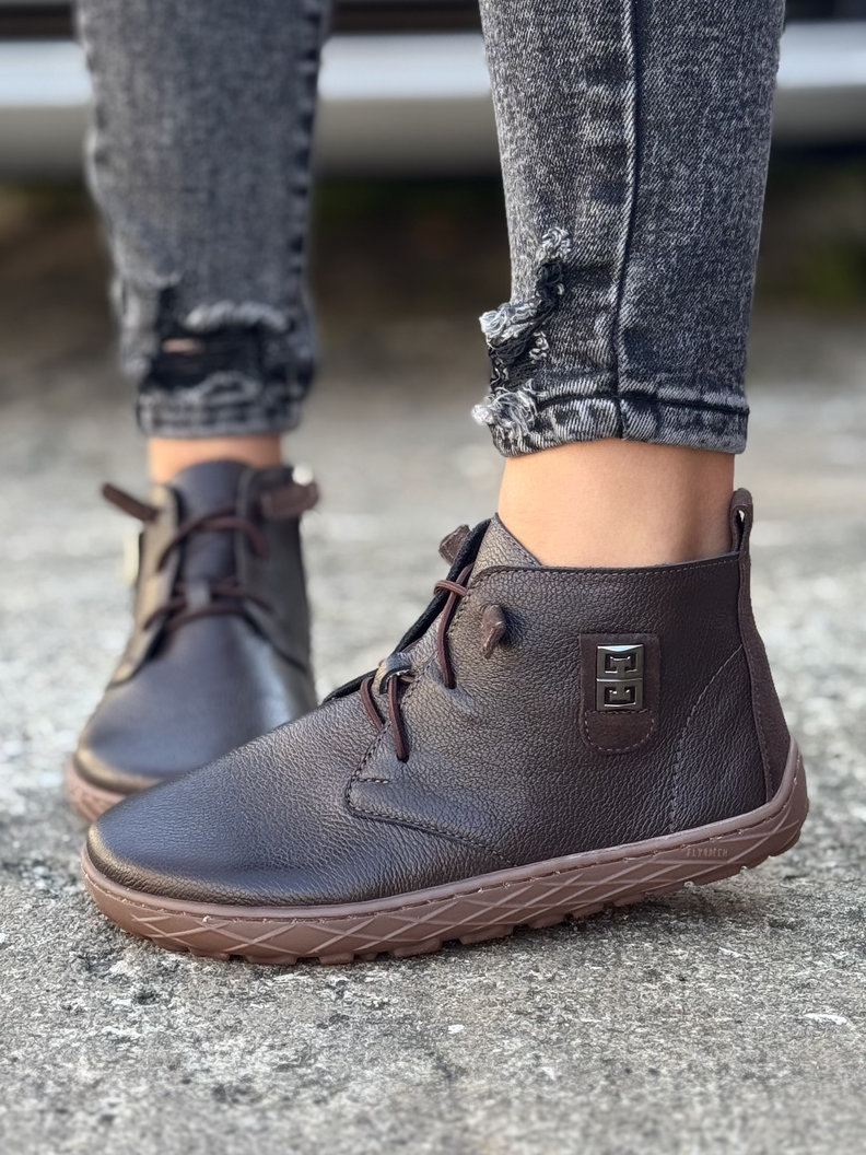 Ultralekkie botki KAZADII BAREFOOT RUN CHOCO GRAIN skóra naturalna - obrazek 3