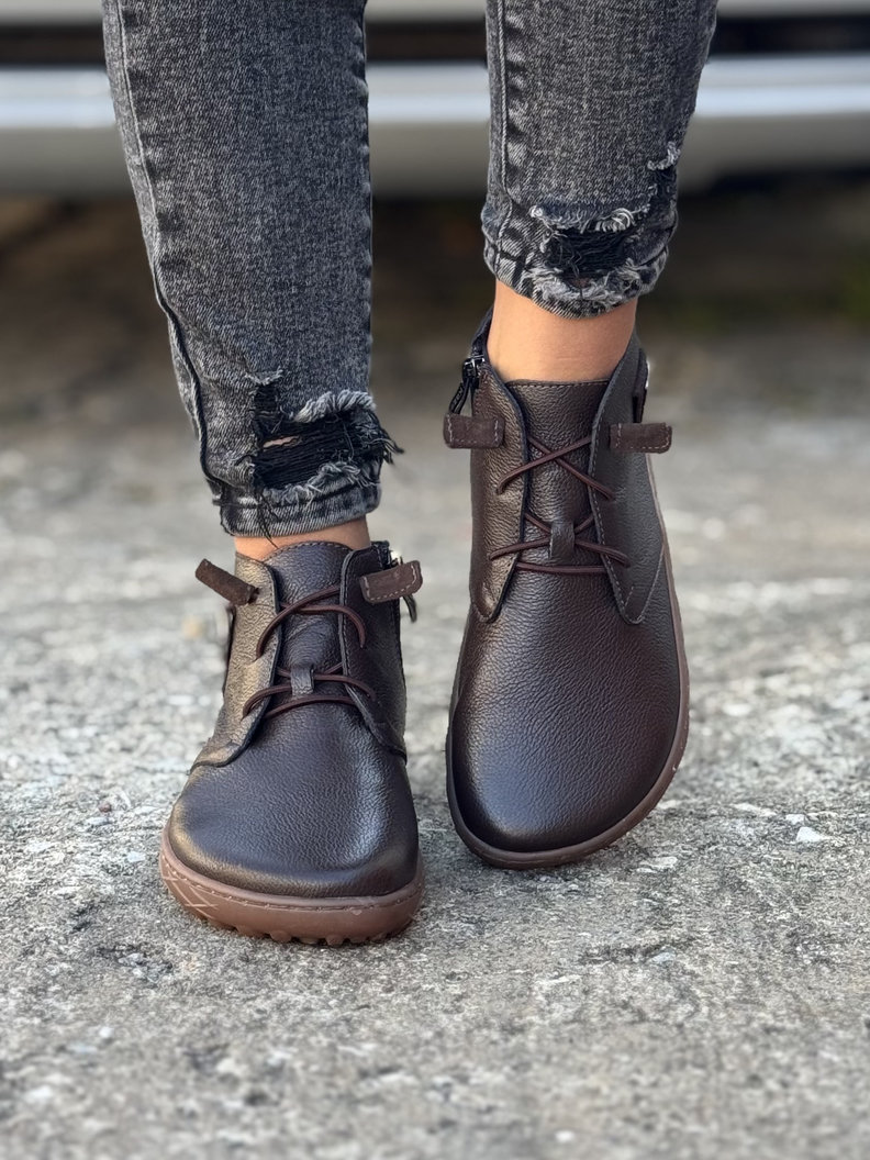 Ultralekkie botki KAZADII BAREFOOT RUN CHOCO GRAIN skóra naturalna - obrazek 5