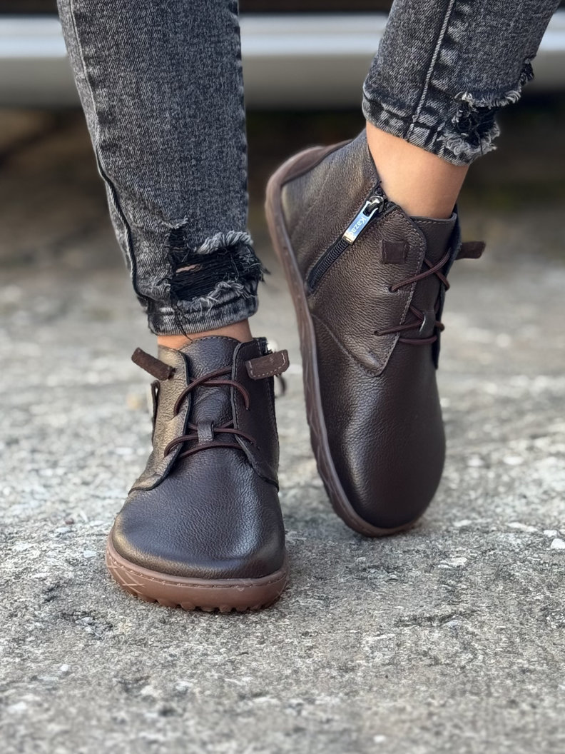 Ultralekkie botki KAZADII BAREFOOT RUN CHOCO GRAIN skóra naturalna - obrazek 6