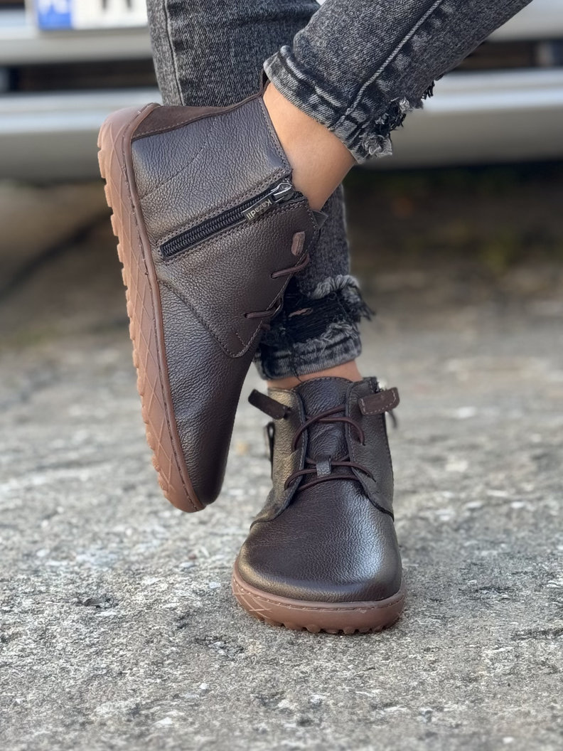 Ultralekkie botki KAZADII BAREFOOT RUN CHOCO GRAIN skóra naturalna - obrazek 4