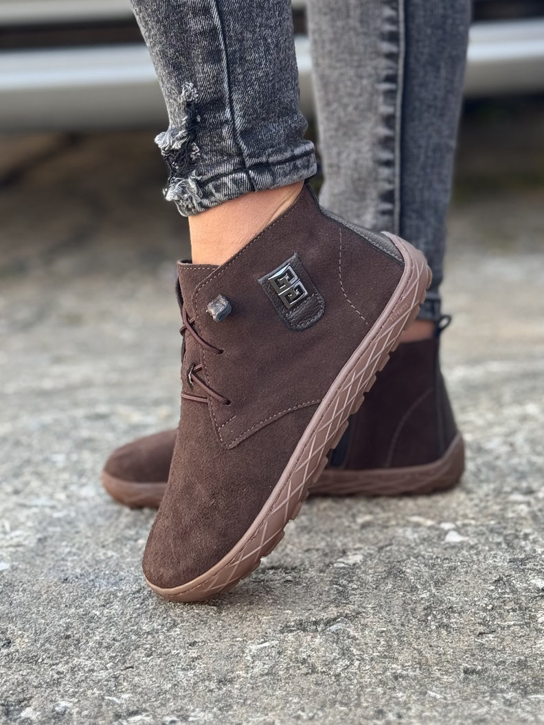 Ultralekkie botki KAZADII BAREFOOT RUN CHOCO SUEDE skóra naturalna