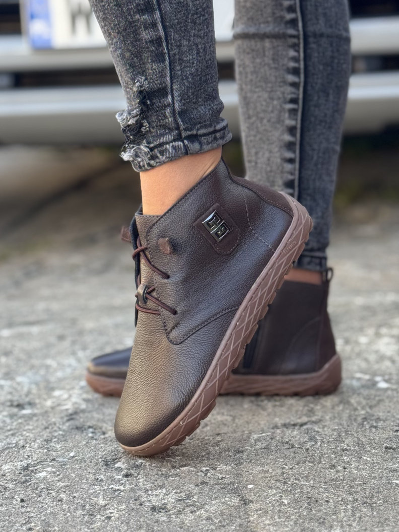 Ultralekkie botki KAZADII BAREFOOT RUN CHOCO GRAIN skóra naturalna