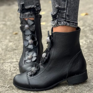 Workery AMELIE BLACK skóra naturalna