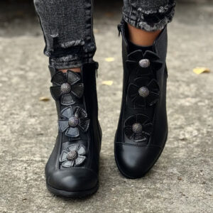 Workery AMELIE BLACK skóra naturalna