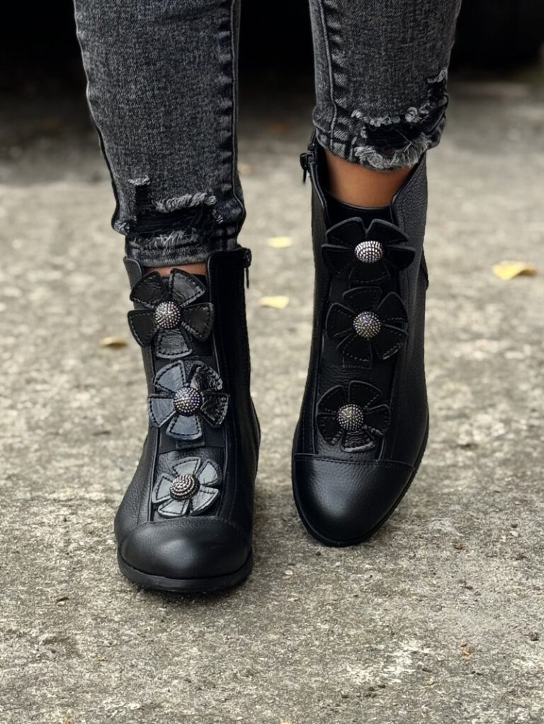 Workery AMELIE BLACK skóra naturalna - obrazek 3
