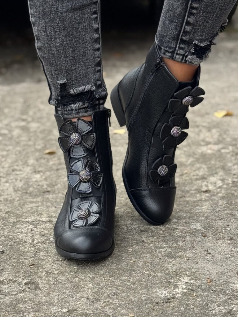 Workery AMELIE BLACK skóra naturalna - obrazek 6