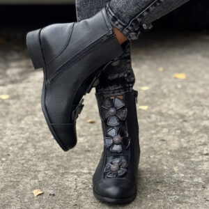 Workery AMELIE BLACK skóra naturalna