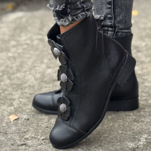 Workery AMELIE BLACK skóra naturalna