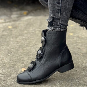Workery AMELIE BLACK skóra naturalna
