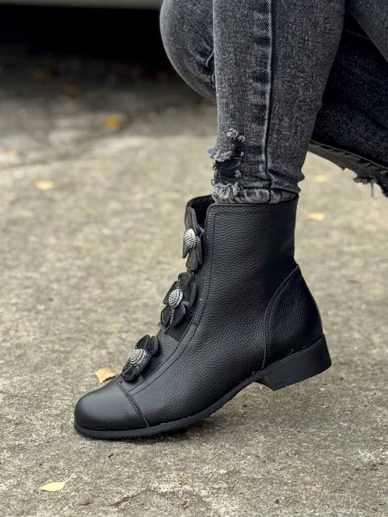 Workery AMELIE BLACK skóra naturalna - obrazek 5