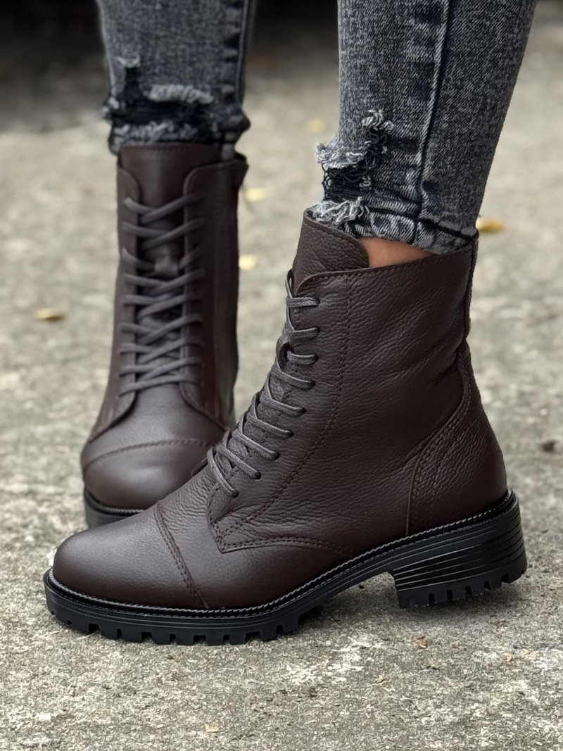 Ocieplane workery GRANT CHOCO TORMENTONE skóra naturalna