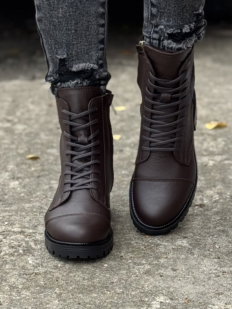 Ocieplane workery GRANT CHOCO TORMENTONE skóra naturalna