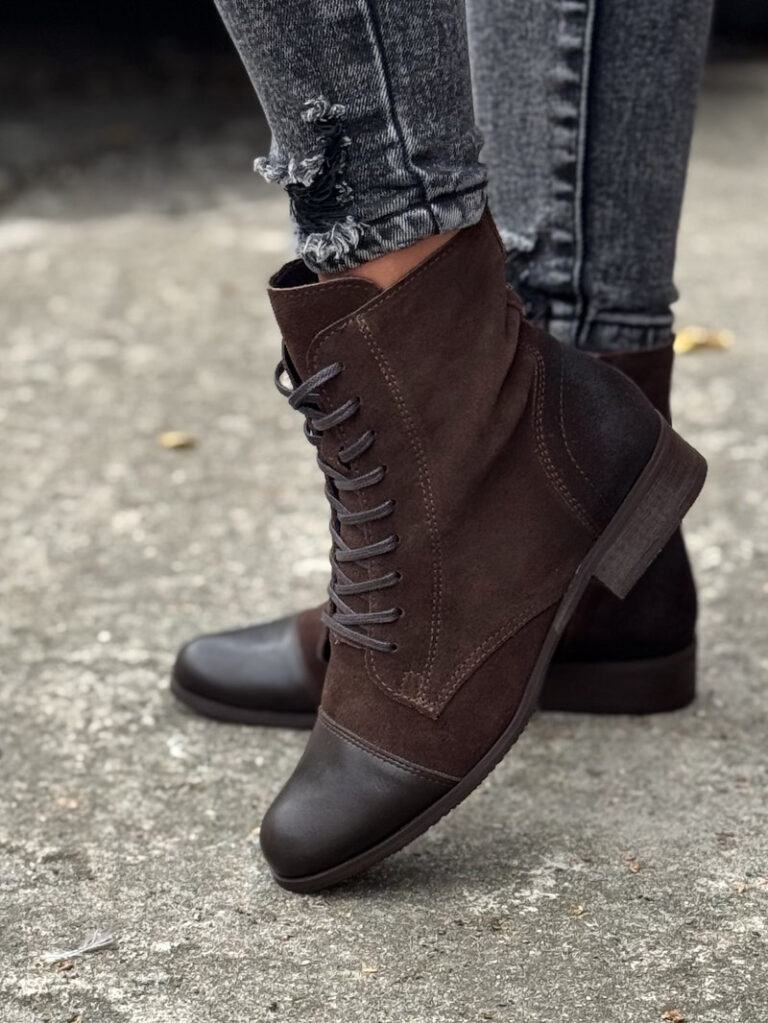 Workery TORMENTONE CHOCO CLASSIC zamsz lico włoska skóra naturalna - obrazek 4