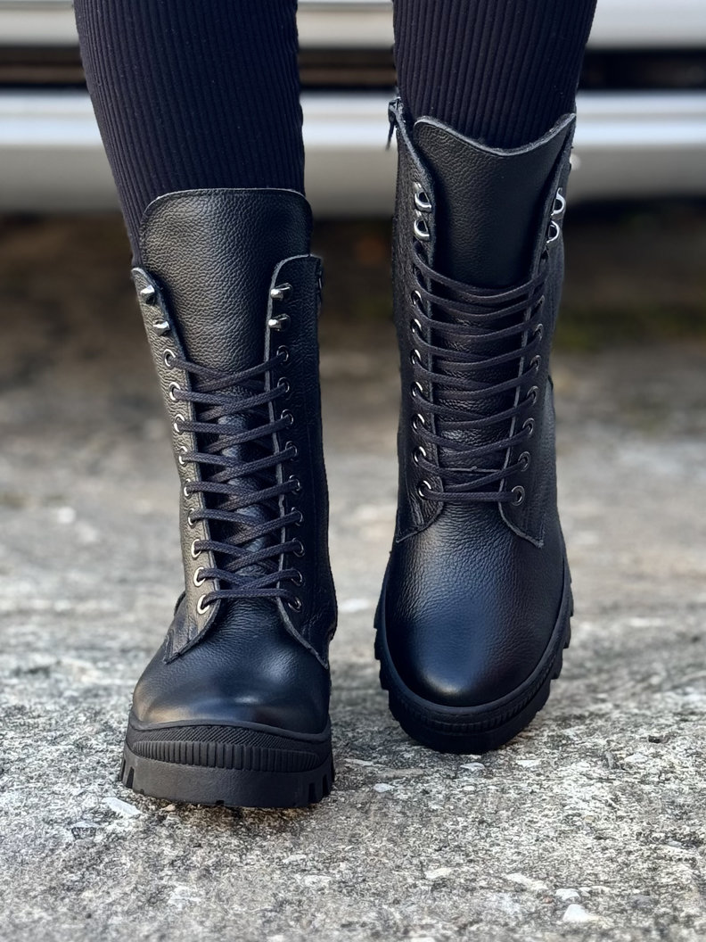 Workery traperki KAZADII LARK BLACK GRAIN skóra naturalna - obrazek 3