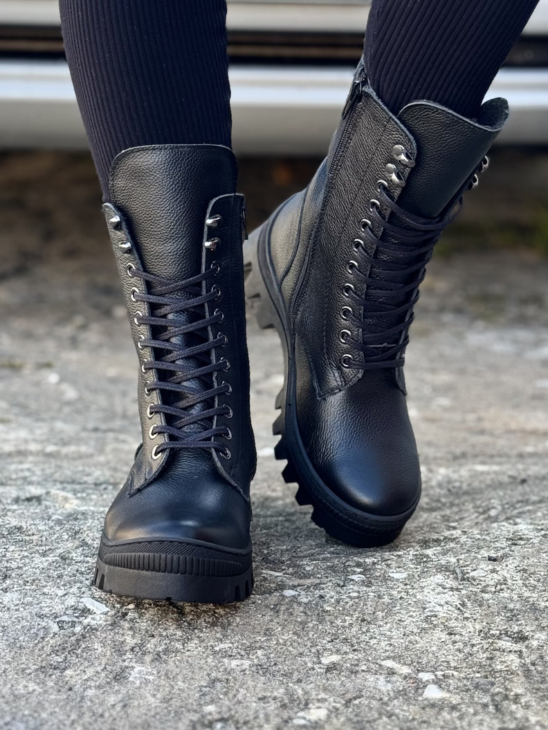 Workery traperki KAZADII LARK BLACK GRAIN skóra naturalna - obrazek 6