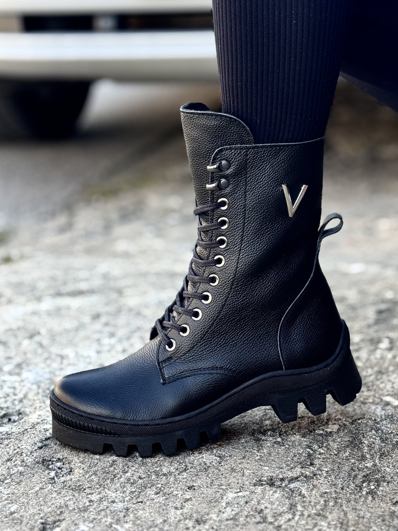 Workery traperki KAZADII LARK BLACK GRAIN skóra naturalna - obrazek 5