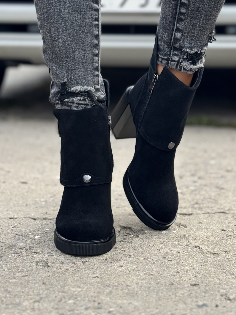 Zgrabne botki CLASSY FOLD BLACK skóra naturalna - obrazek 6