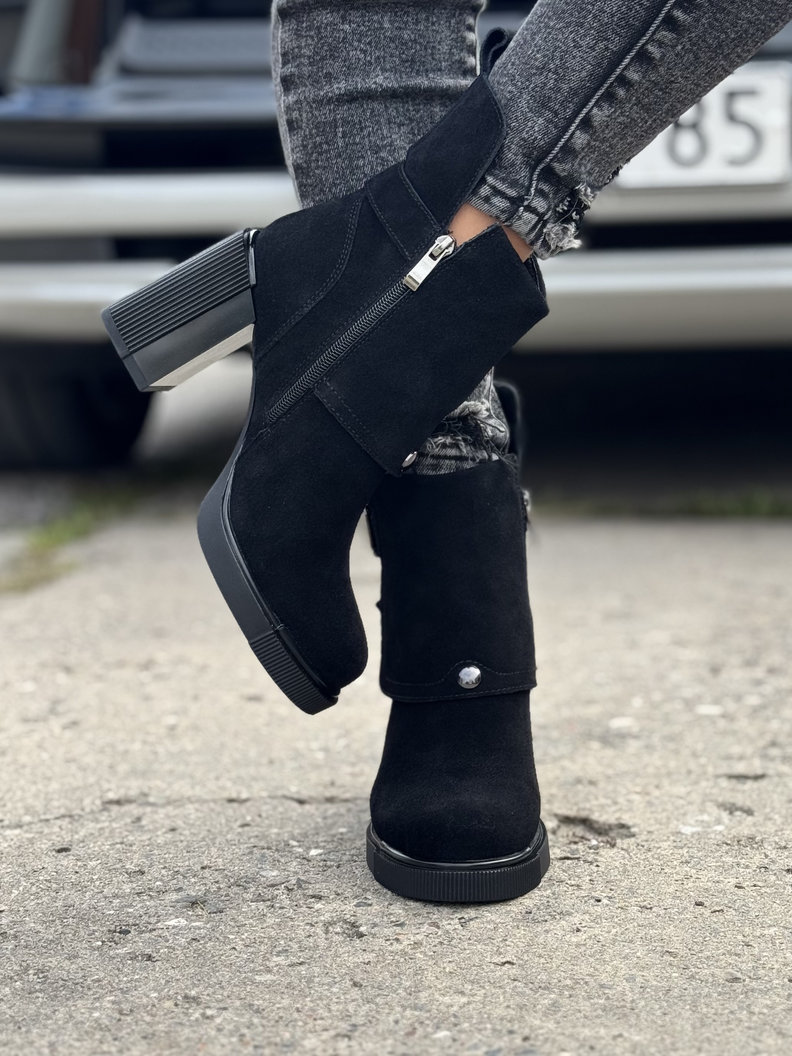 Zgrabne botki CLASSY FOLD BLACK skóra naturalna - obrazek 7