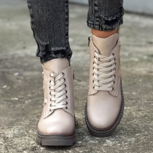 Zgrabne botki EMMANUELA BEIGE skóra naturalna