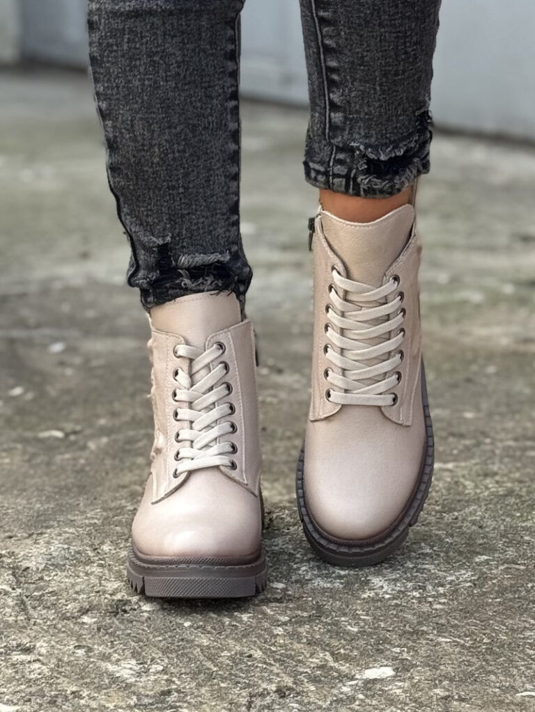 Zgrabne botki EMMANUELA BEIGE skóra naturalna - obrazek 3