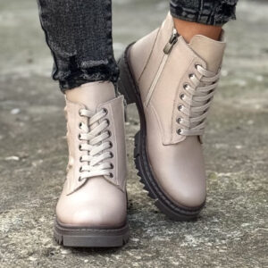 Zgrabne botki EMMANUELA BEIGE skóra naturalna